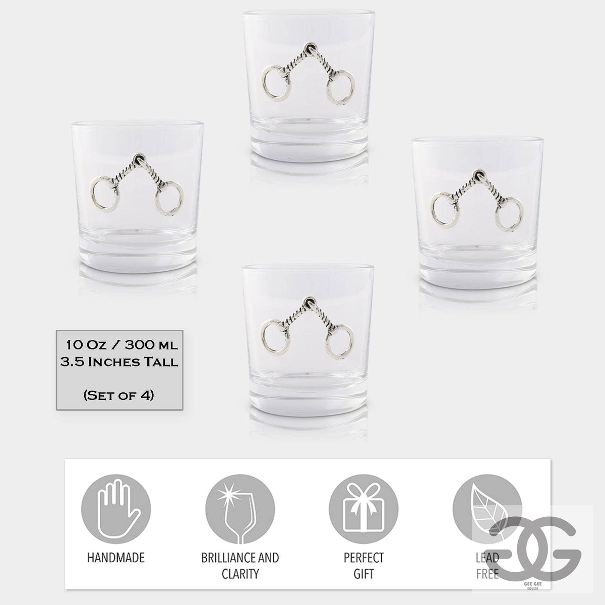 Equestrian Bit Bar Glasses Set of 4