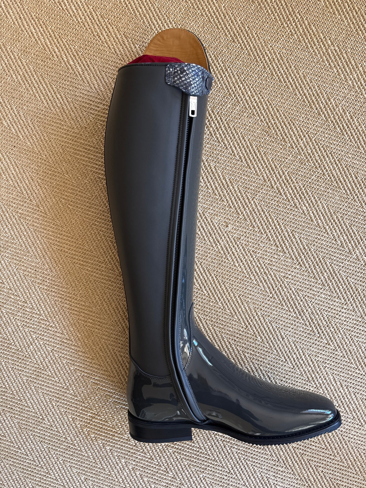 DeNiro grey patent Dressage Bellini tall boot