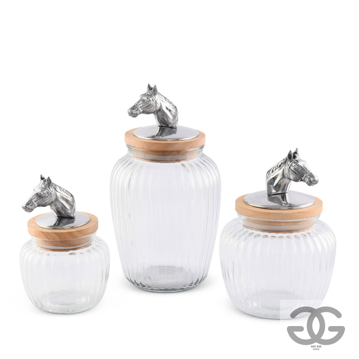 Horse Head Wood Lid Lg / Med: Set of 3