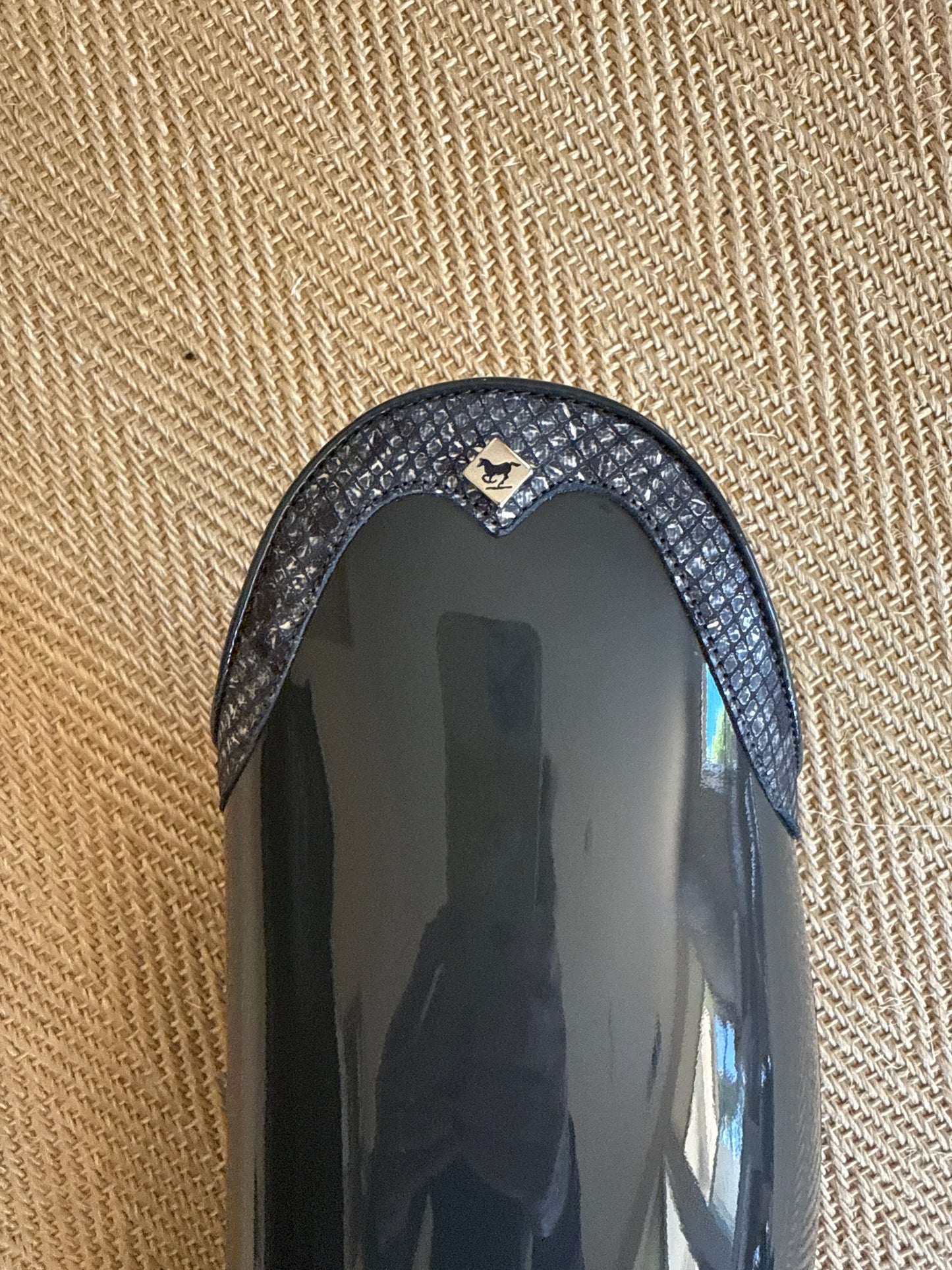 DeNiro grey patent Dressage Bellini tall boot