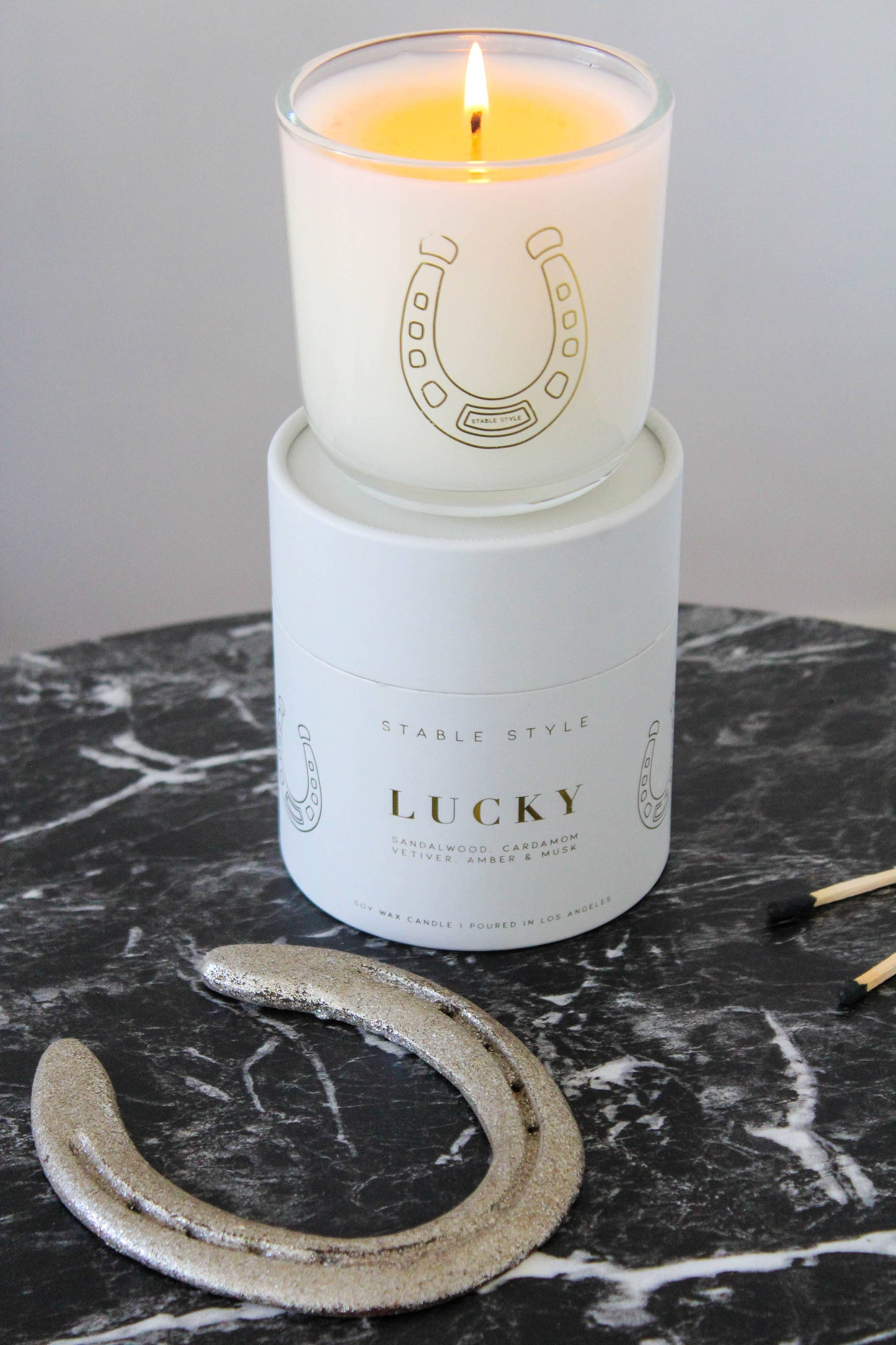 Stable Style Horseshoe Soy Wax Candle - Lucky
