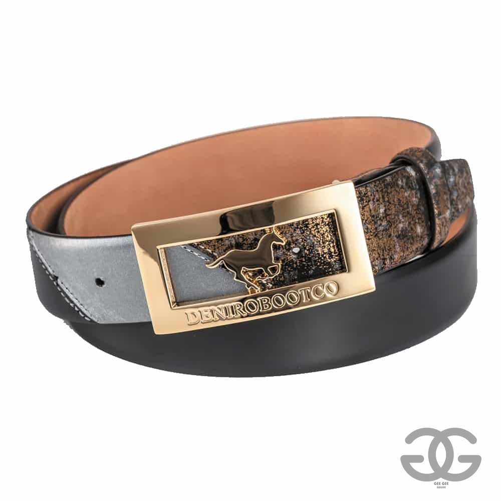 Deniro Infinito Gold Brushed Grey Belt