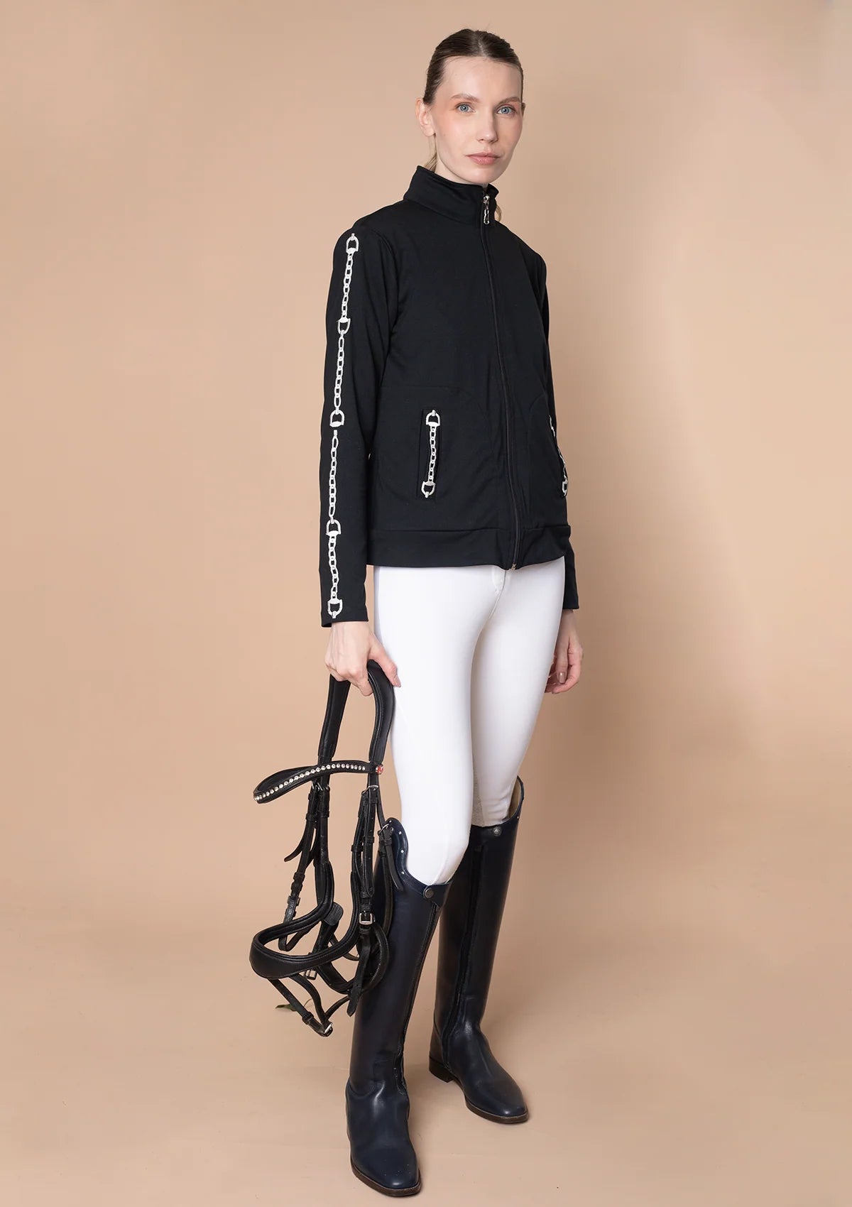 Ronner Ava Embroidered Zip Jacket | Black