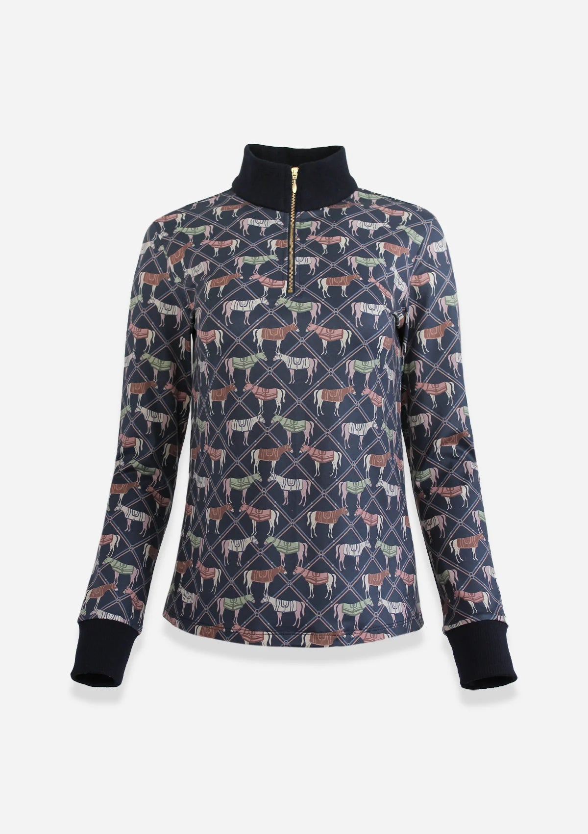 Ronner Emberly Quarter-Zip | Medium Weight | Long Sleeve | Victory Print | Nocturne