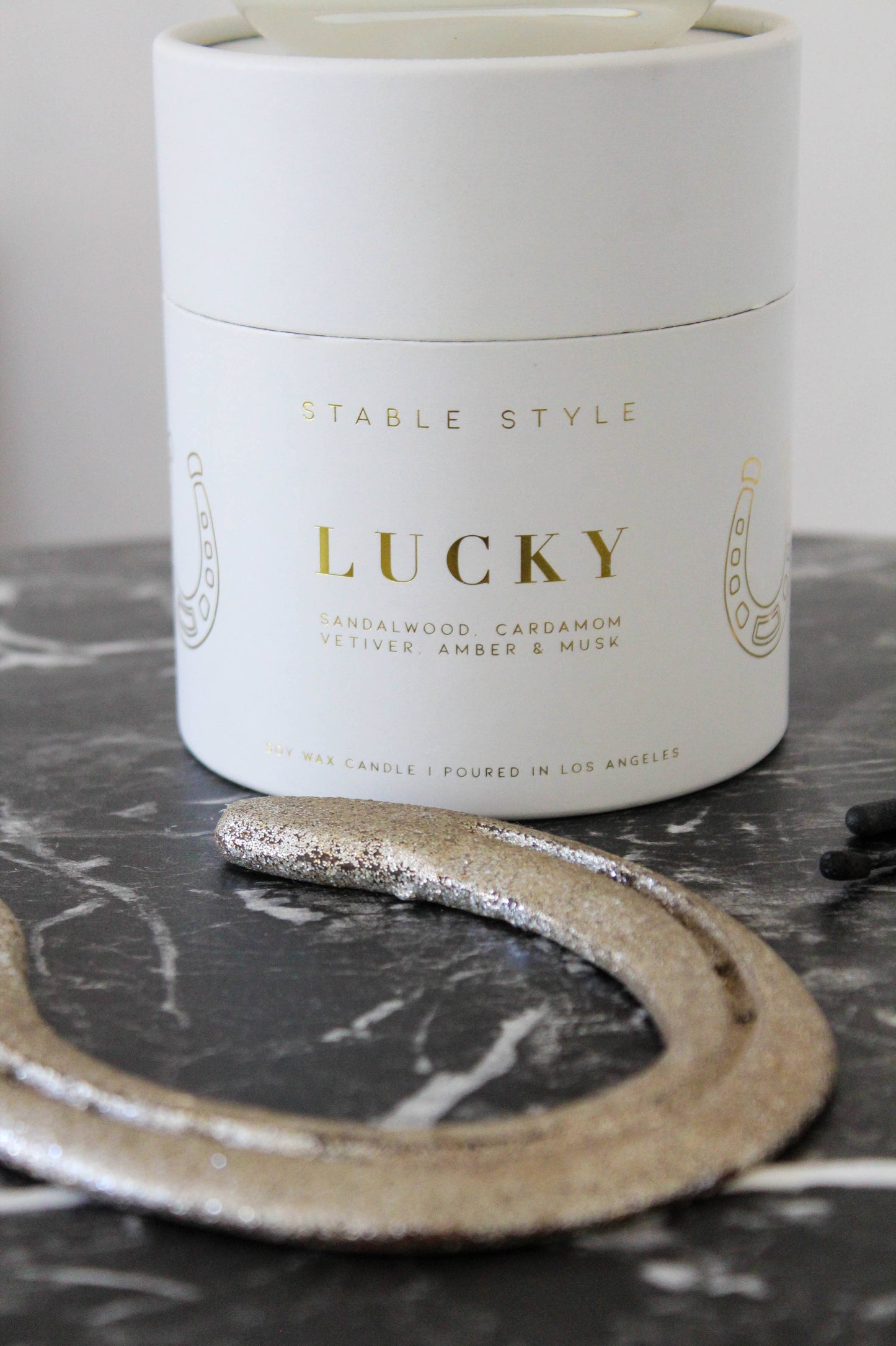 Stable Style Horseshoe Soy Wax Candle - Lucky 