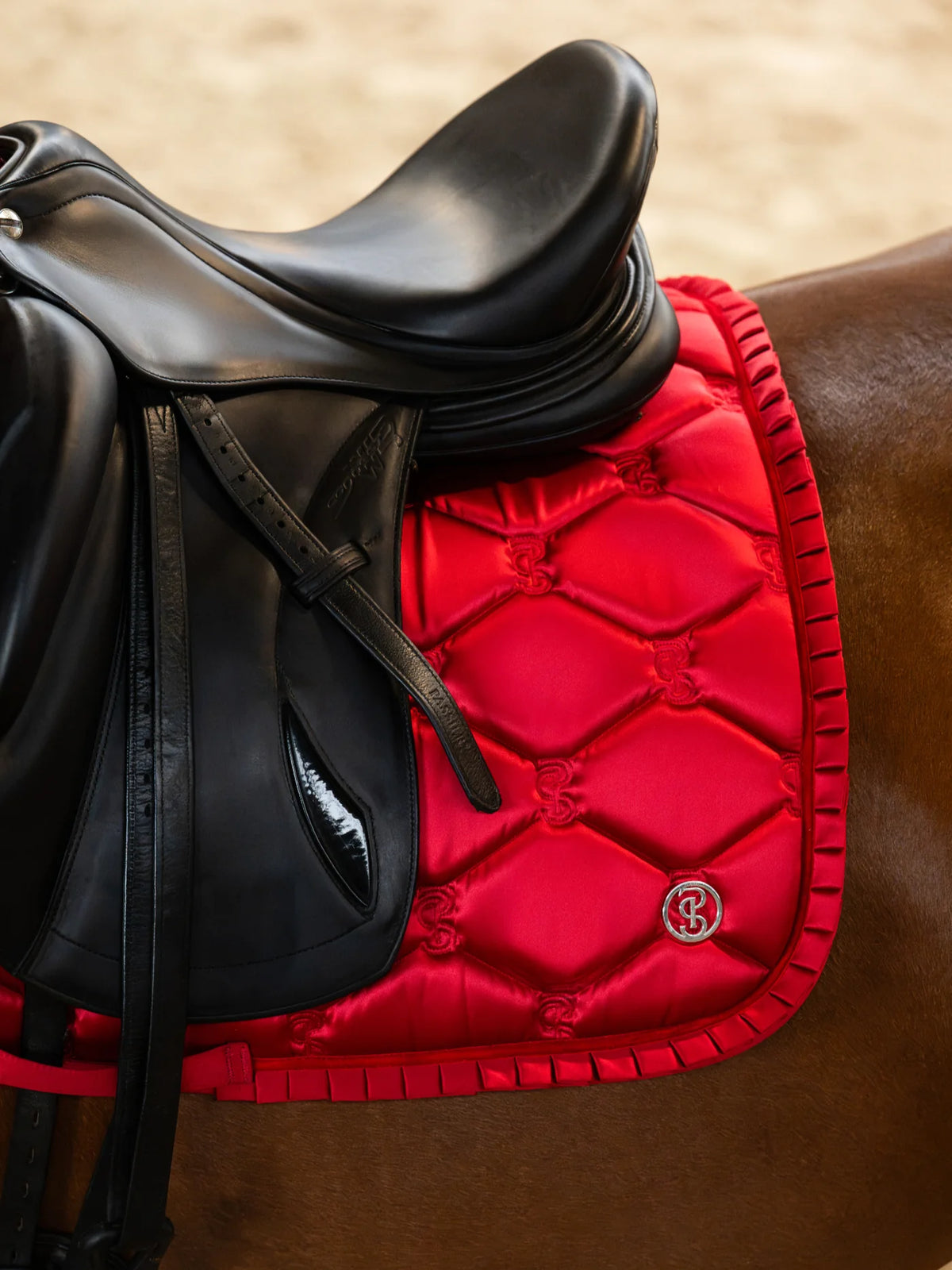 PS OF SWEDEN Saddle Pad Dressage Ruffle - Cranberry Red