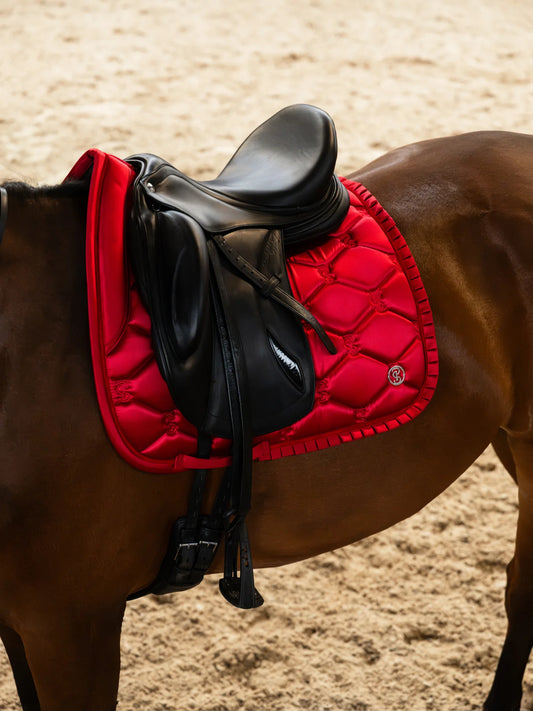 PS OF SWEDEN Saddle Pad Dressage Ruffle - Cranberry Red
