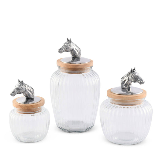 Horse Head Wood Lid Lg / Med: Set of 3