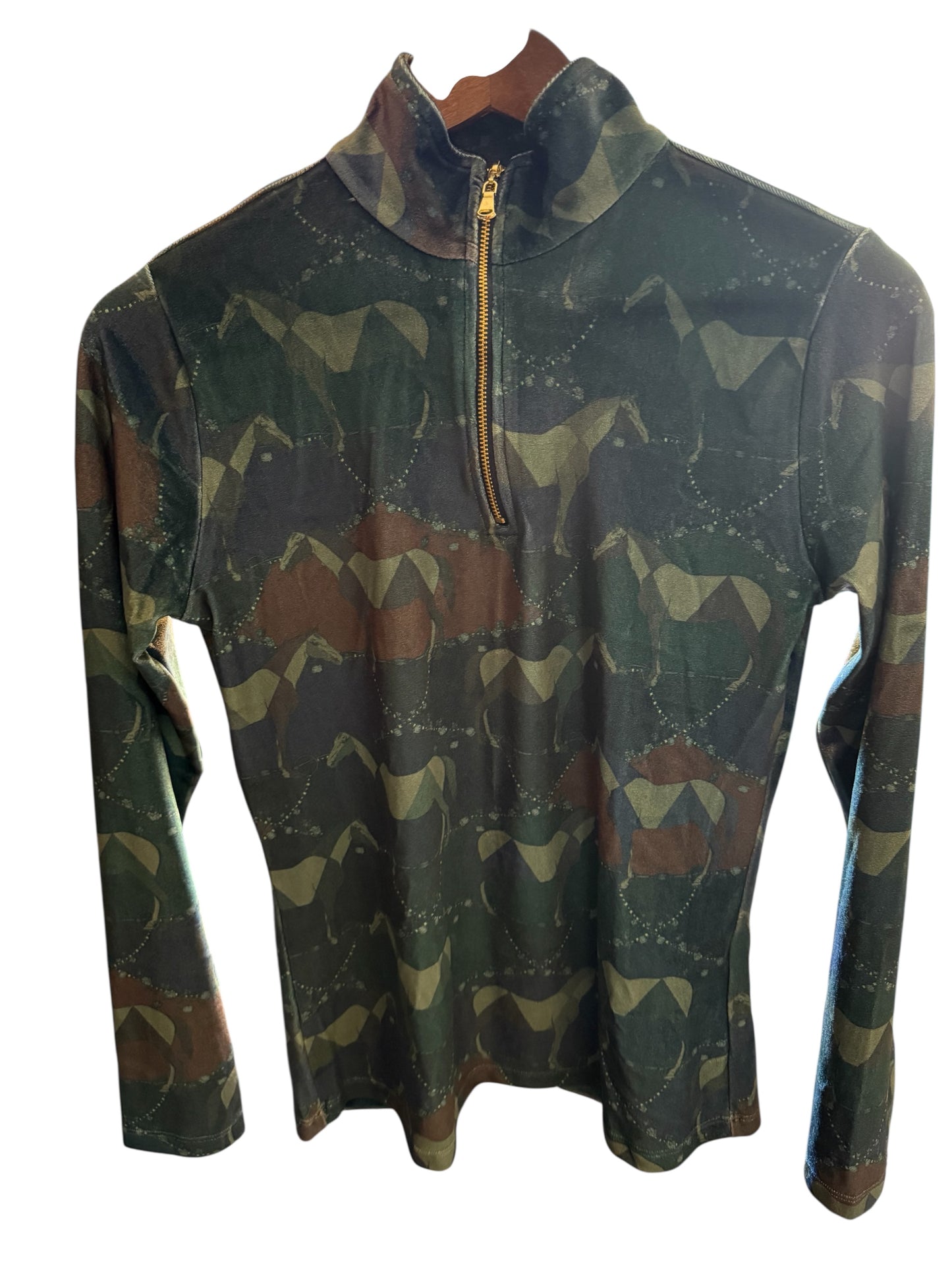 Ronner Velour Quarter-Zip Velvet Stretch | Long Sleeve | Dancing Horses EverGreen