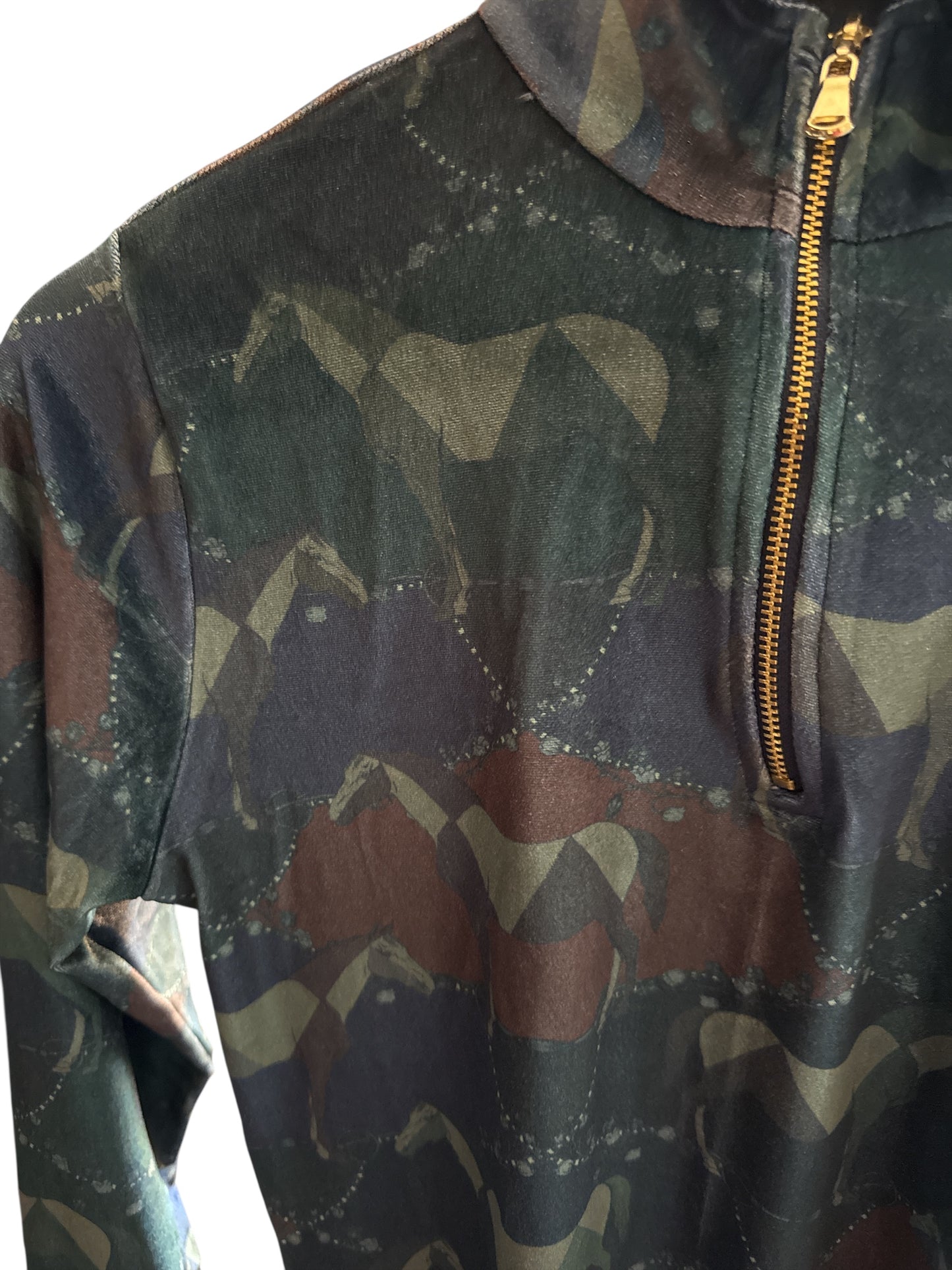 Ronner Velour Quarter-Zip Velvet Stretch | Long Sleeve | Dancing Horses EverGreen