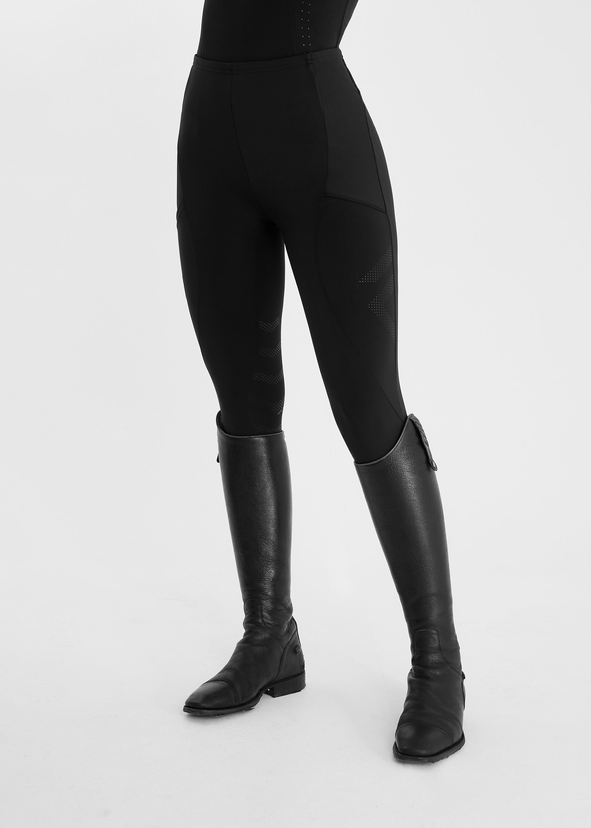 Gee Gee Equine Aztec Diamond Black Core Riding Leggings with Knee Patch: Comfortable Horse Riding Apparel