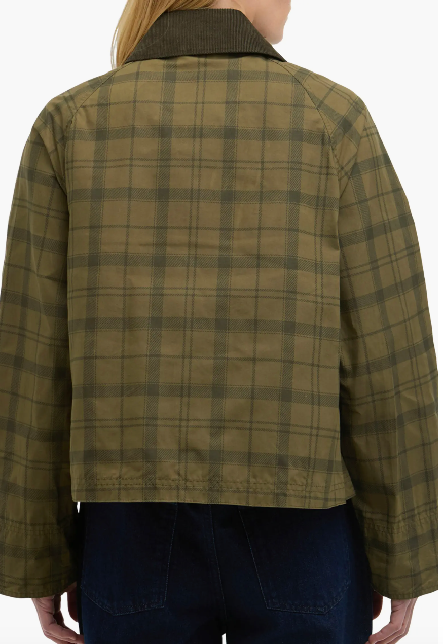Barbour Beadnell Tartan Waxed Cotton Crop Jacket