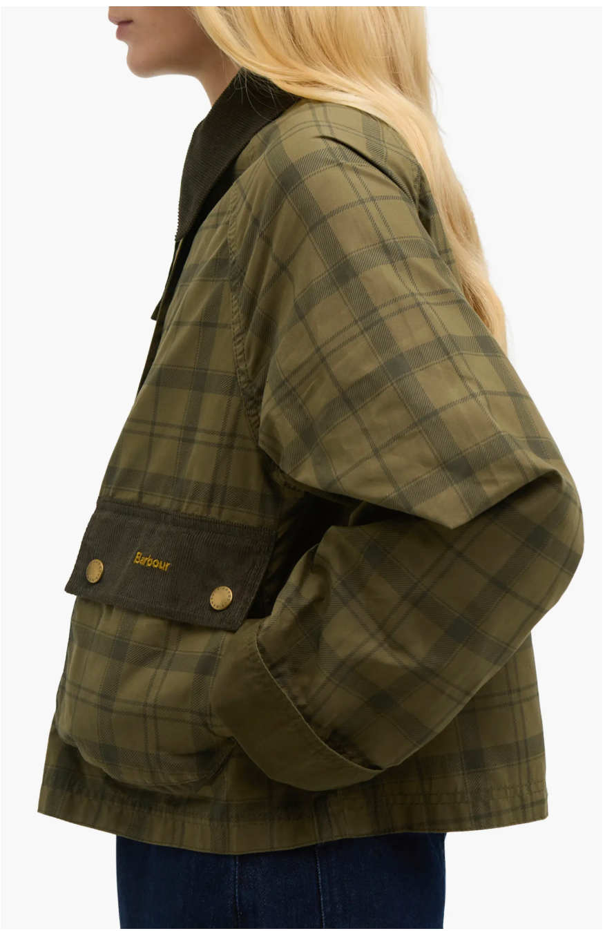 Barbour Beadnell Tartan Waxed Cotton Crop Jacket