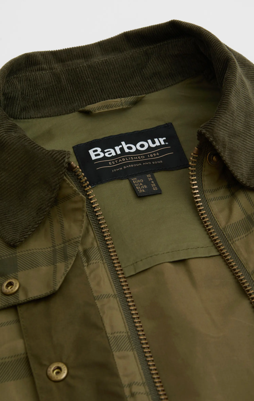 Barbour Beadnell Tartan Waxed Cotton Crop Jacket