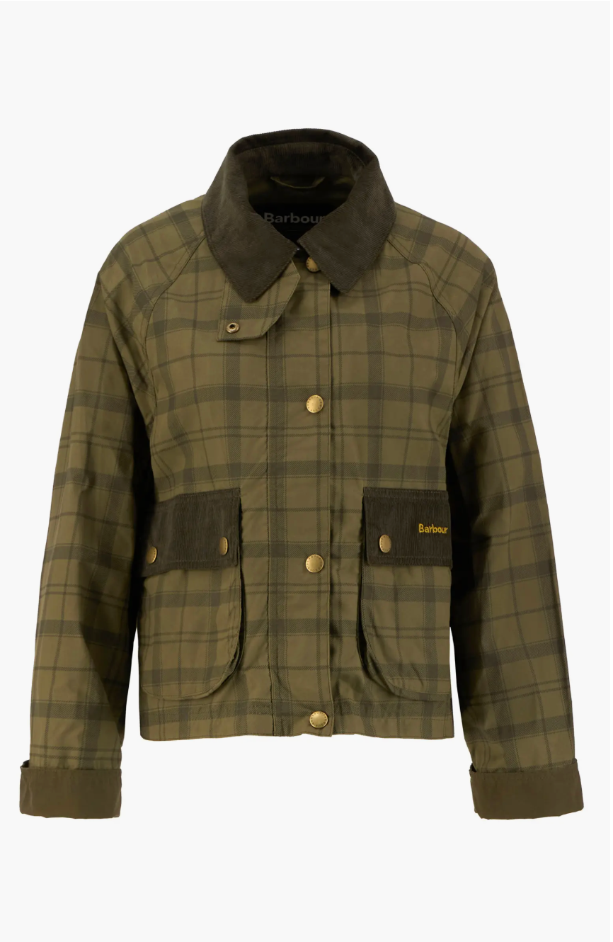 Barbour Beadnell Tartan Waxed Cotton Crop Jacket