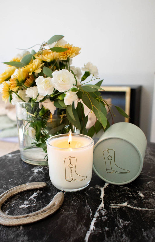 Stable Style Cowboy Boot Soy Wax Candle - Shine 