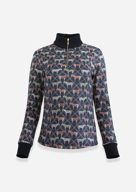 Ronner Emberly Quarter-Zip | Medium Weight | Long Sleeve | Victory Print | Nocturne